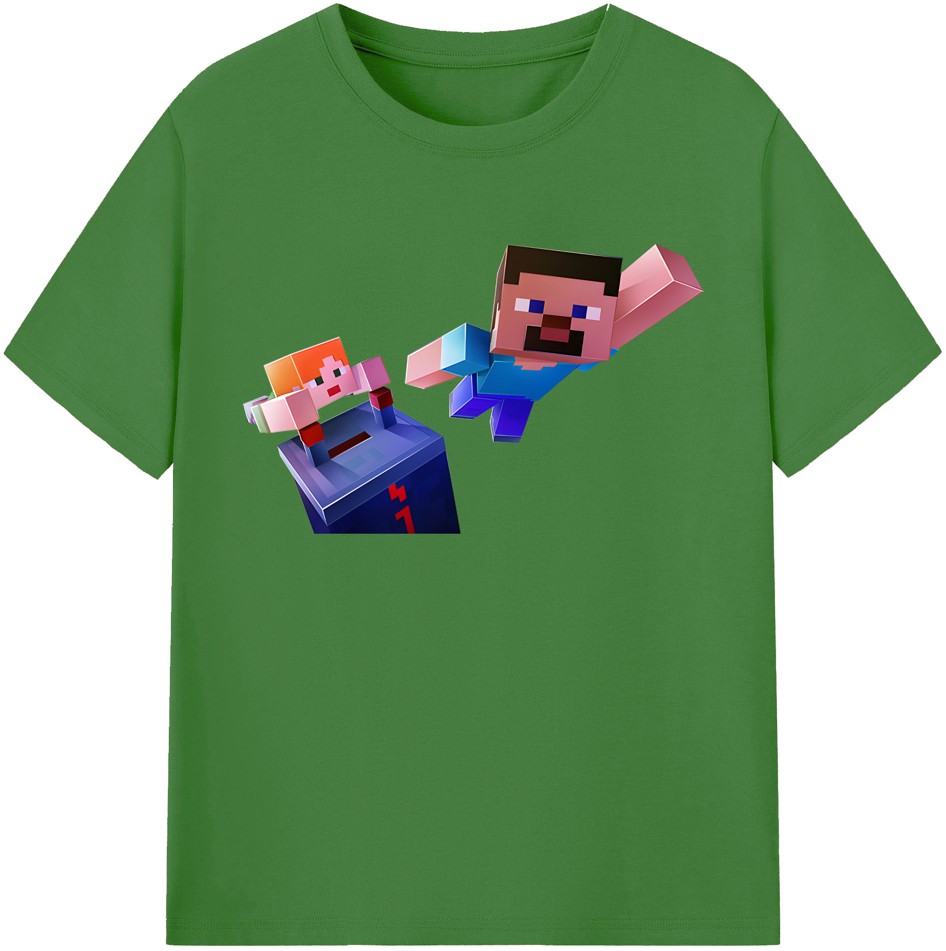 （画像用） マインクラフト ブロックの世界 Minecraft MC Block world レディースカジュアルプリントTシャツ（綿100％）